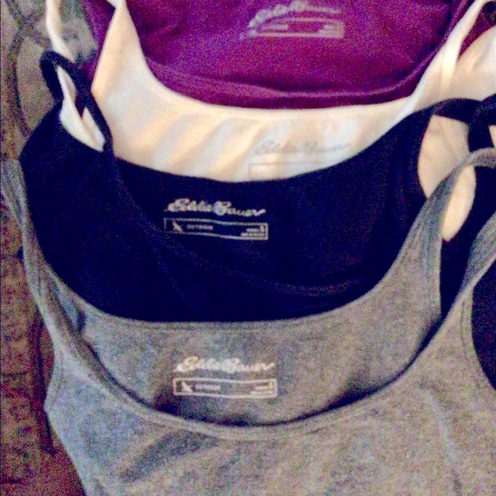 A bundle of eight Eddie Bauer tank tops; Four size small and four size medium
